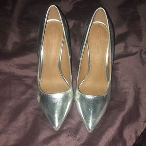 Silver ASOS Wide Heel Pumps